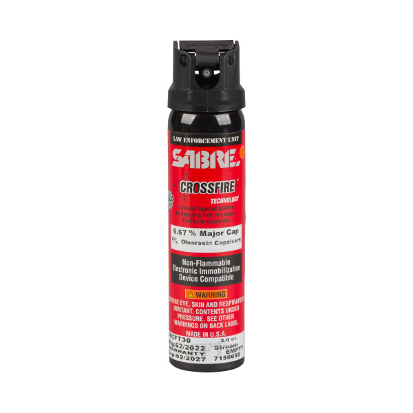 SABRE 5.0 0.67% MC 3.0 oz Crossfire Stream (MK-4), 89 mL Pepper Spray with Flip Top Safety, Duty Belt Canisters